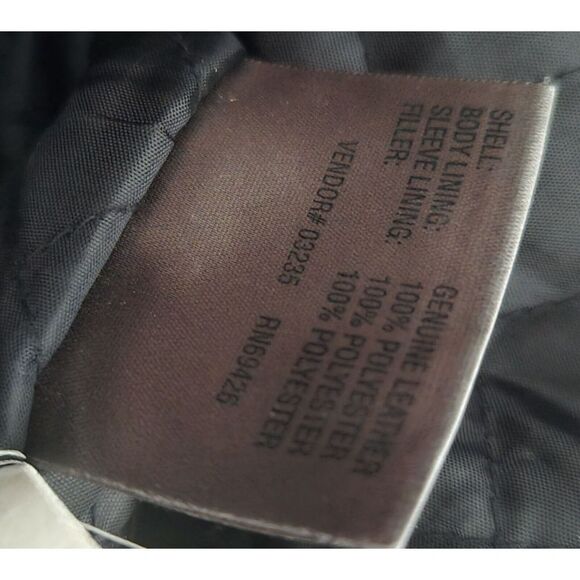 Men's Vintage Wilsons Zip-Up Black Leather Biker PUNK Jacket XL Cartoon Patches - Picture 6 of 16